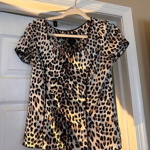 White House Black Market Leopard Blouse